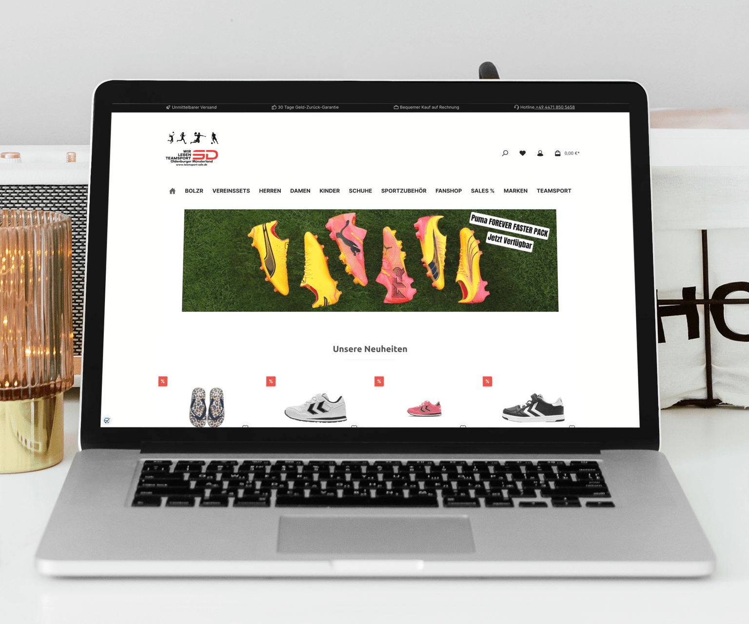 MacBook mit Shopware 6 Onlineshop von Teamsport-Sale – Moderne E-Commerce-Lösung im Überblick